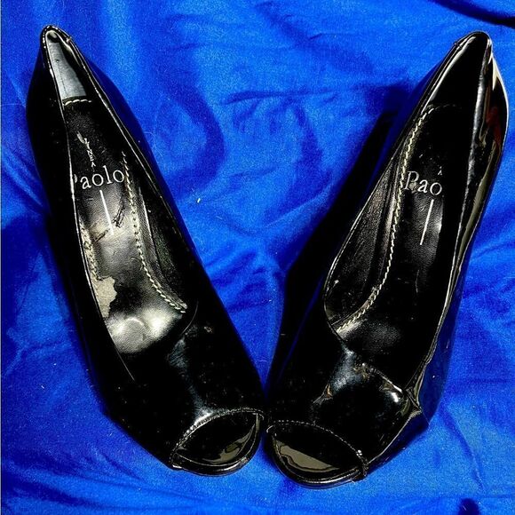 Paolo - Open toe- Black Patent Leather- Heels - Picture 2 of 8